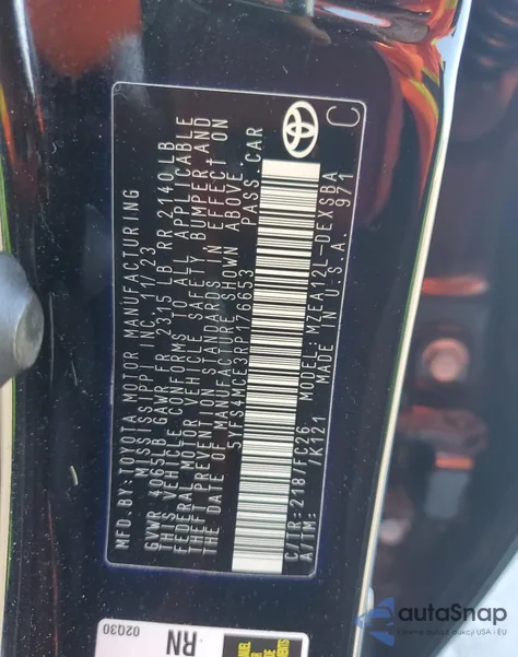 2024 Toyota Corolla Se z USA, uszkodzony, nr VIN 5YFS4MCE3RP176653